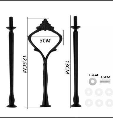 ידית אחיזה למגש שלוש קומות צבע שחור.