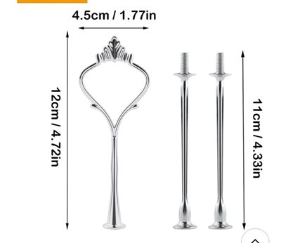 ידית אחיזה למגש שלוש קומות כסף.