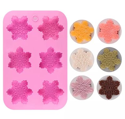 סיליקון צורת שלג חג המולד שש שקעים.