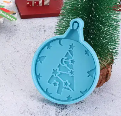 סיליקון עגול עץ חג המולד עם טליה קוטר 7 גובה 1 סמ