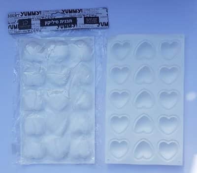תבנית סיליקון 15 לב לבן